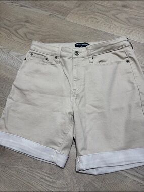 DKNY  Beige Rolled-Cuff Jean Shorts